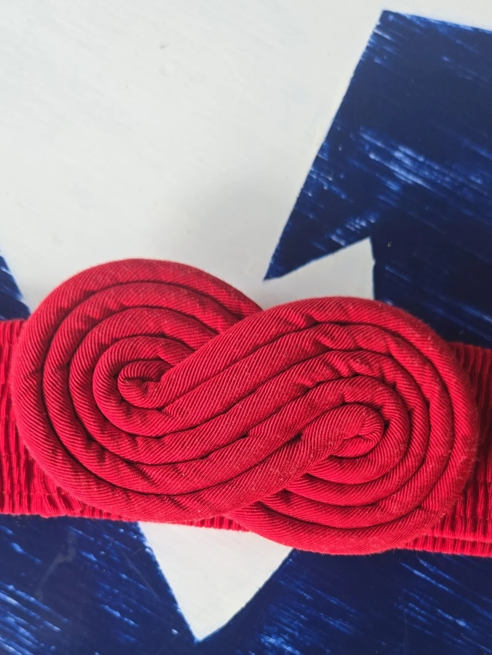 Red Stretchy Fabric Belt With Swirl Clasp